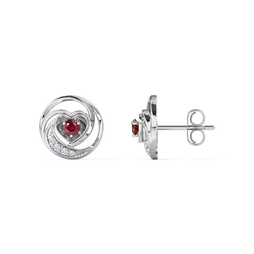 Lovable Heart Gemstone Stud Earrings Lovable Heart Gemstone Stud Earrings