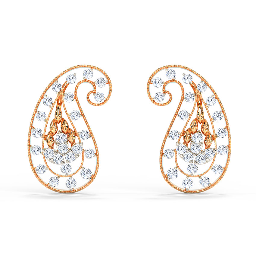 Deco Paisley Diamond Stud Earrings