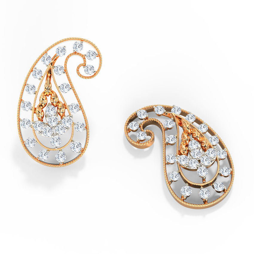 Deco Paisley Diamond Stud Earrings