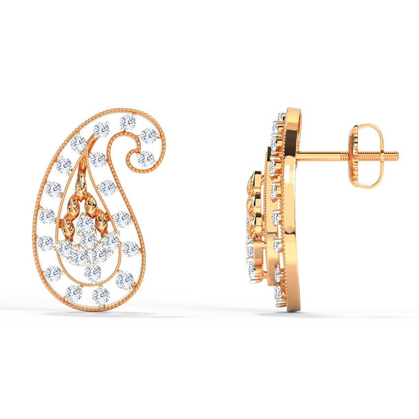 Deco Paisley Diamond Stud Earrings