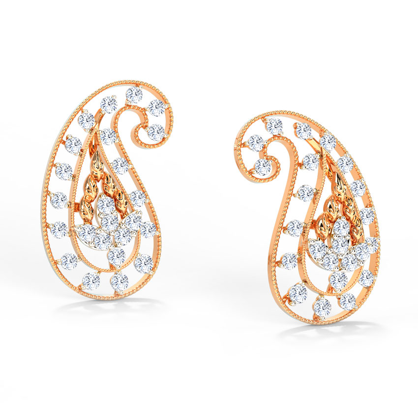 Deco Paisley Diamond Stud Earrings