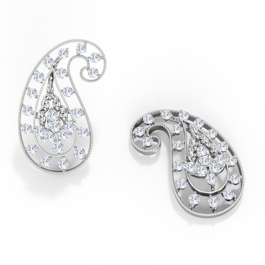 Deco Paisley Diamond Stud Earrings Deco Paisley Diamond Stud Earrings