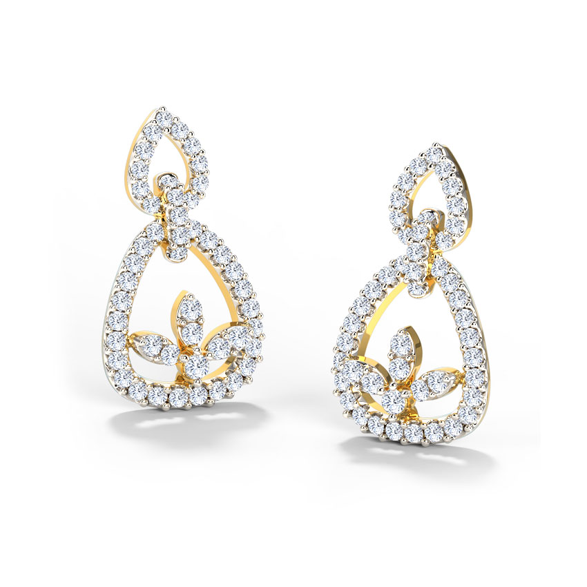 Diamond Earrings 14 Karat Yellow Gold Finery Diamond Drop Earrings