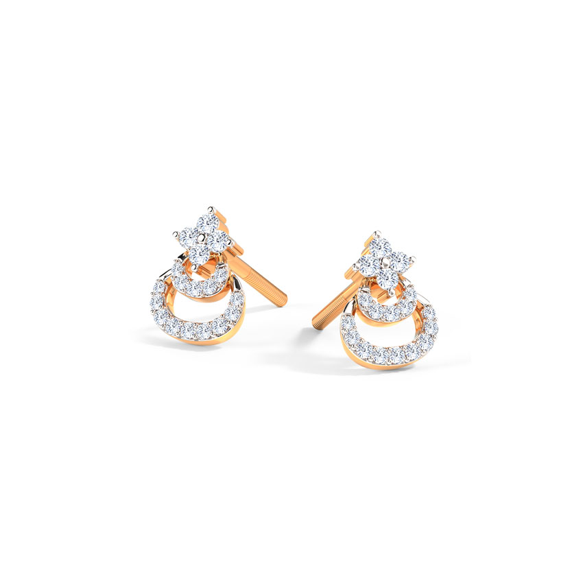 Diamond Earrings 18 Karat Rose Gold Aksh Diamond Stud Earrings
