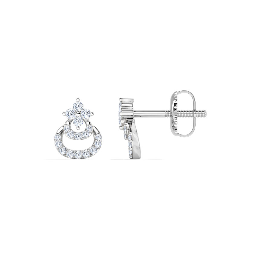 Diamond Earrings 18 Karat White Gold Aksh Diamond Stud Earrings