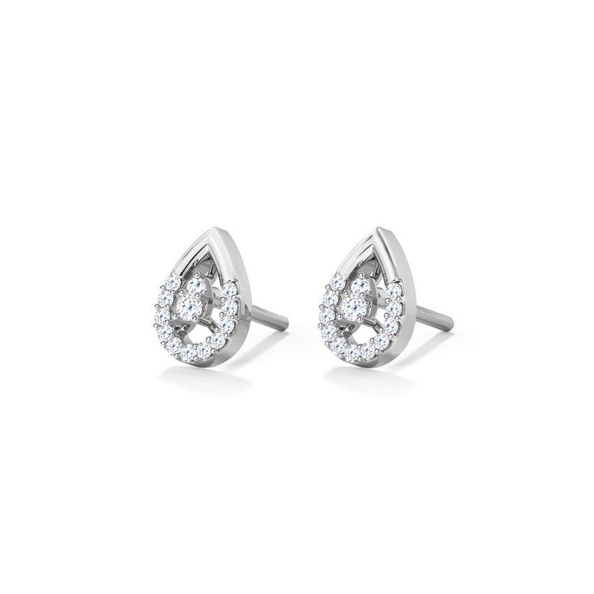 Diamond Earrings 18 Karat White Gold Drib Drop Diamond Stud Earrings