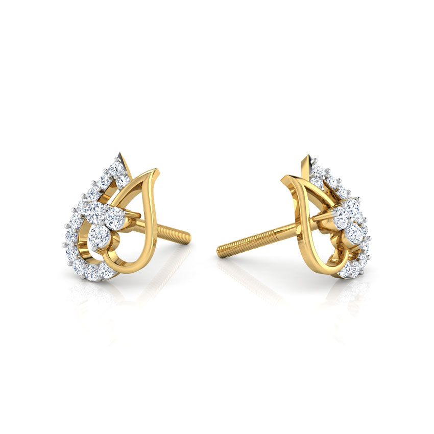 Altair Leaf Diamond Stud Earrings