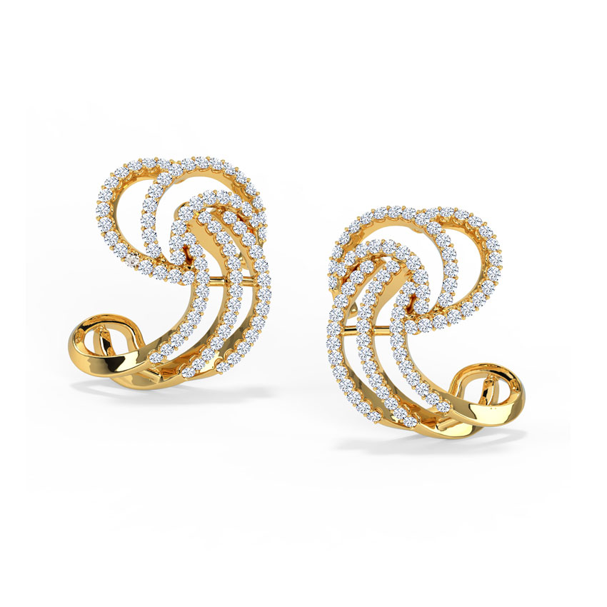 Diamond Earrings 18 Karat Yellow Gold Sparkflow Diamond Stud Earrings