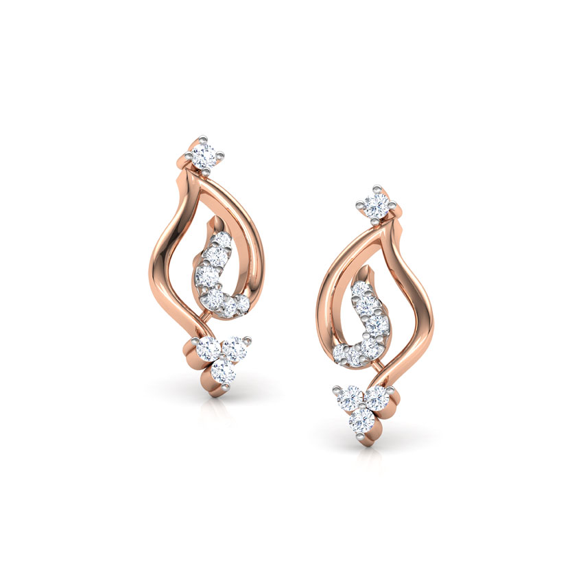 Diamond Earrings 18 Karat Rose Gold Trista Diamond Stud Earrings