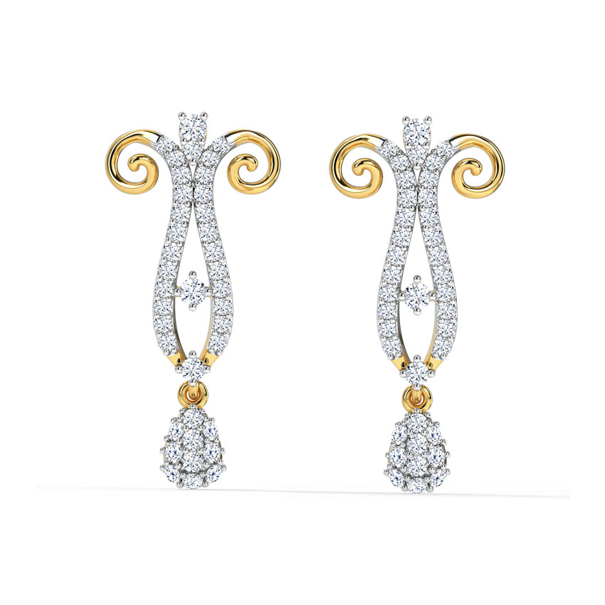 Diamond Earrings 18 Karat Yellow Gold Crypsis Diamond Drop Earrings
