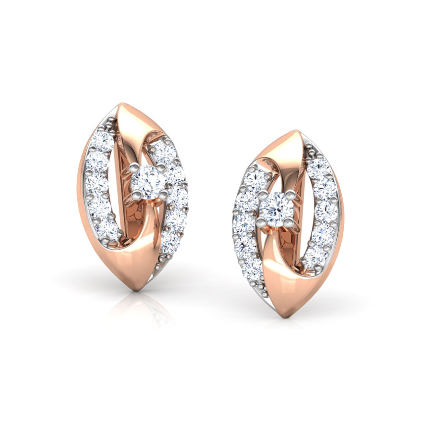 Two Tone Oval Stud Earrings Jewellery India Online - CaratLane.com