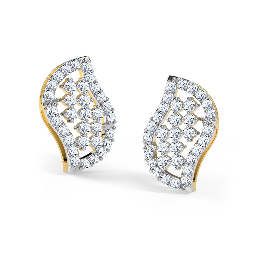 Chequered Curve Stud Earrings
