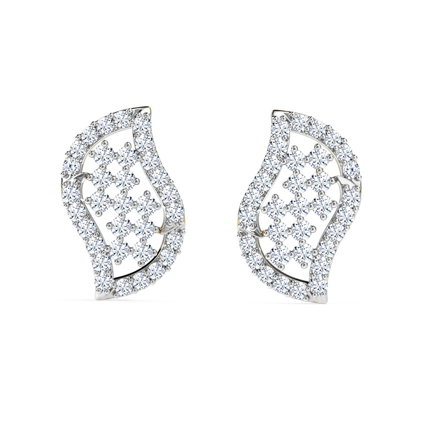 Chequered Curve Diamond Stud Earrings