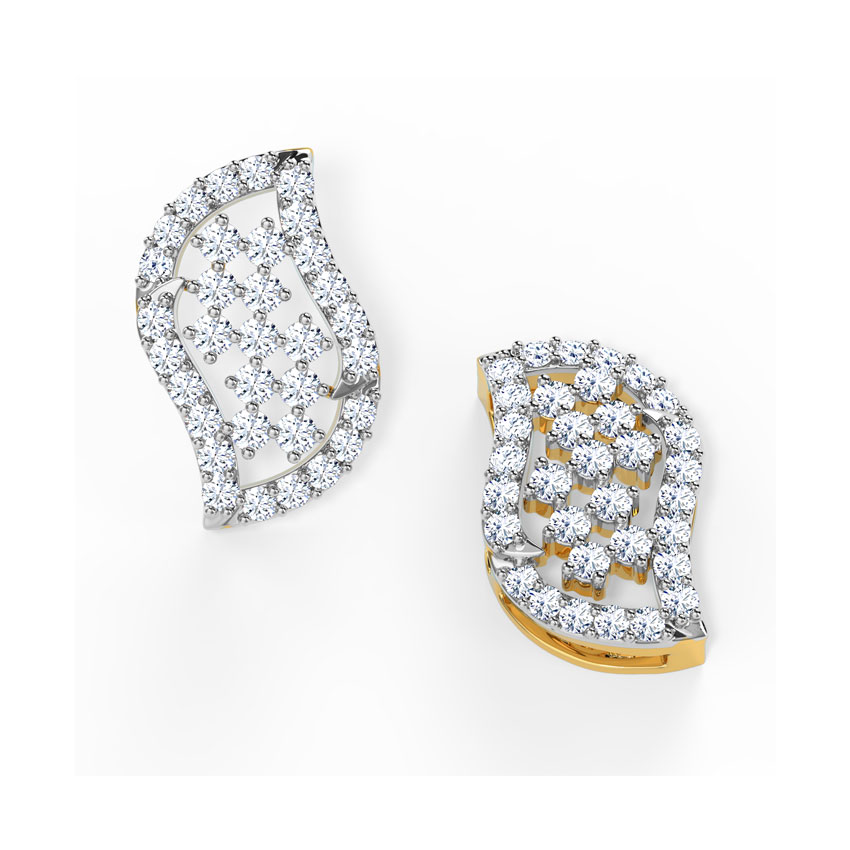 Chequered Curve Diamond Stud Earrings