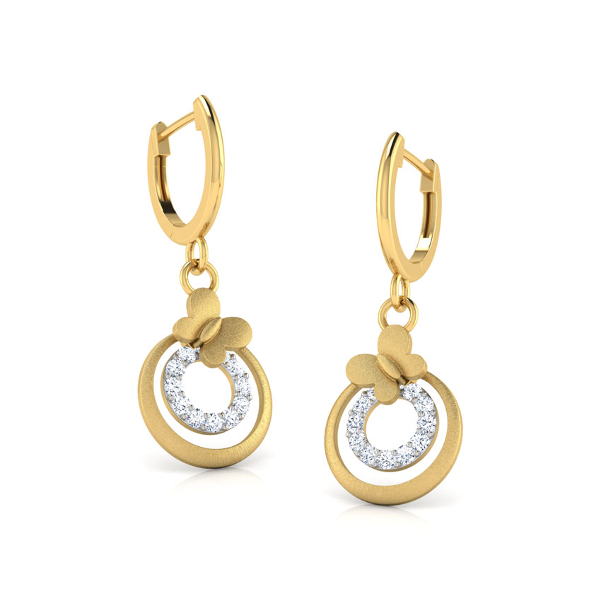 Diamond Earrings 18 Karat Yellow Gold Classic Butterfly Diamond Drop Earrings