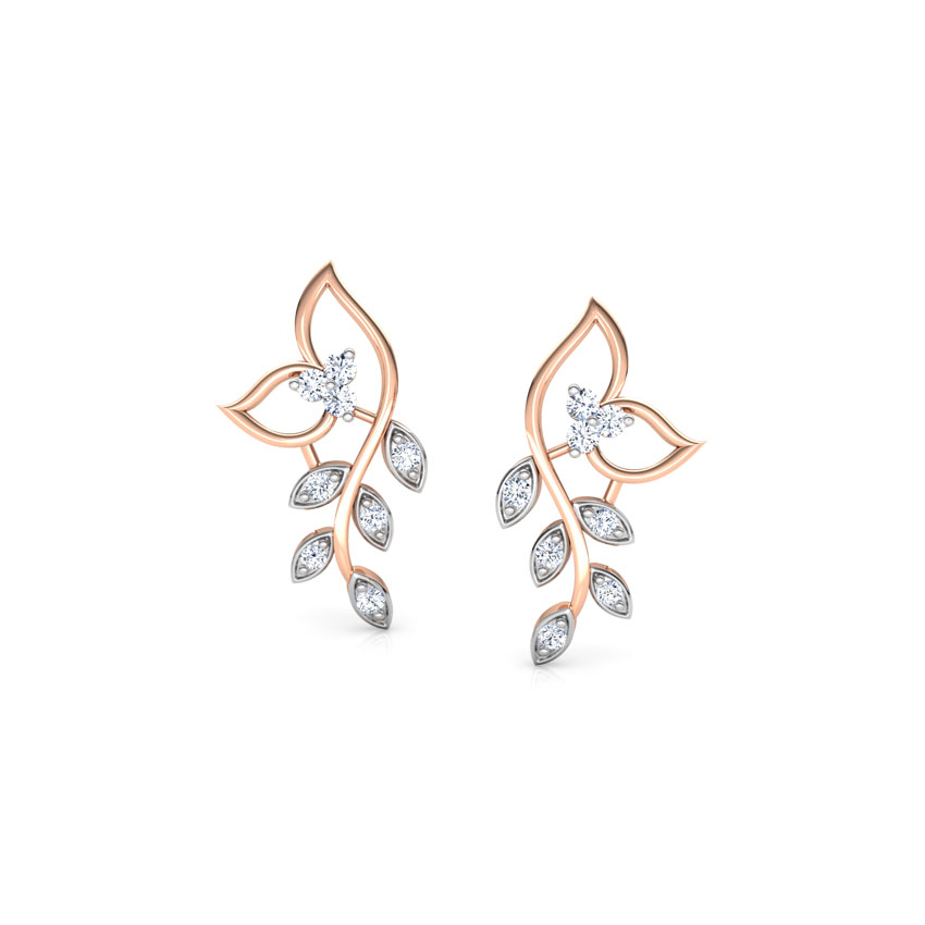 Classic Leaves Diamond Stud Earrings