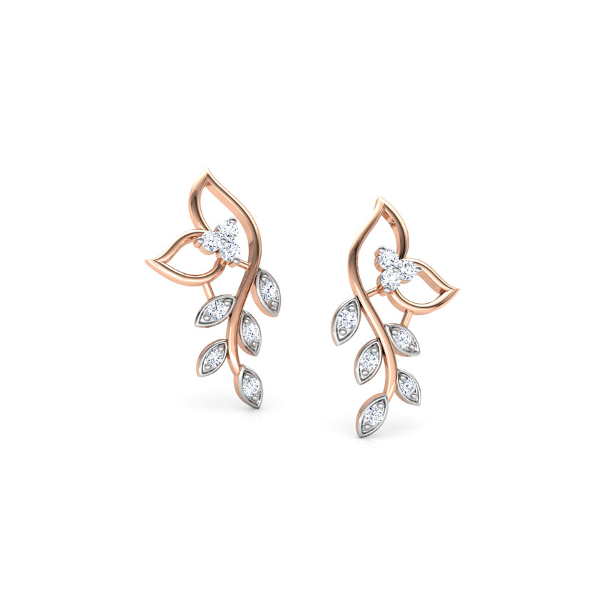 Classic Leaves Diamond Stud Earrings