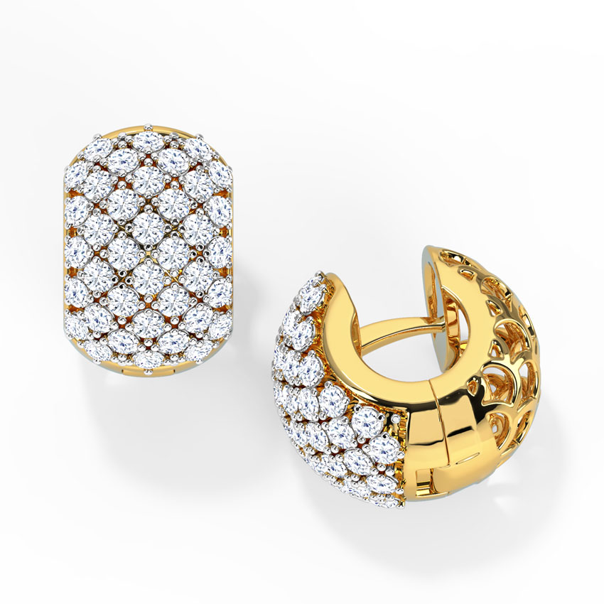 Criss-Cross Mesh Diamond Hoop Earrings