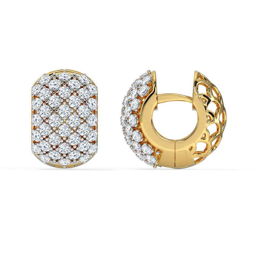 Criss-Cross Mesh Diamond Hoop Earrings
