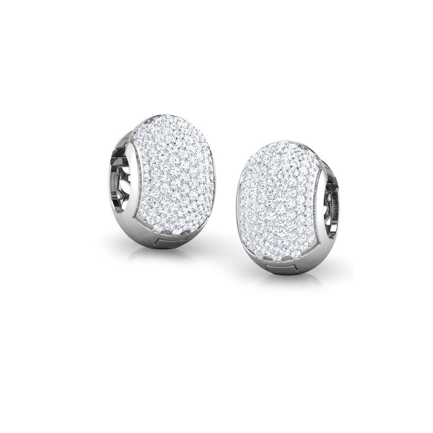 Diamond Earrings 18 Karat White Gold Sparkling Mesh Diamond Hoop Earrings
