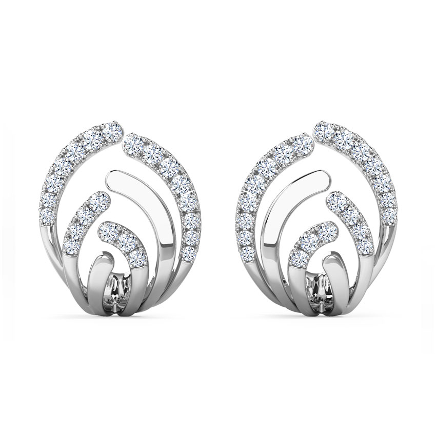 Curved Diamond Hoop Earrings Curved Diamond Hoop Earrings