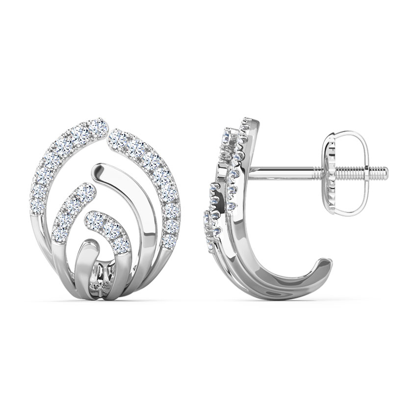 Curved Diamond Hoop Earrings Curved Diamond Hoop Earrings