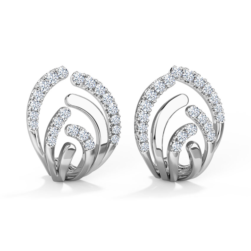 Curved Diamond Hoop Earrings Curved Diamond Hoop Earrings