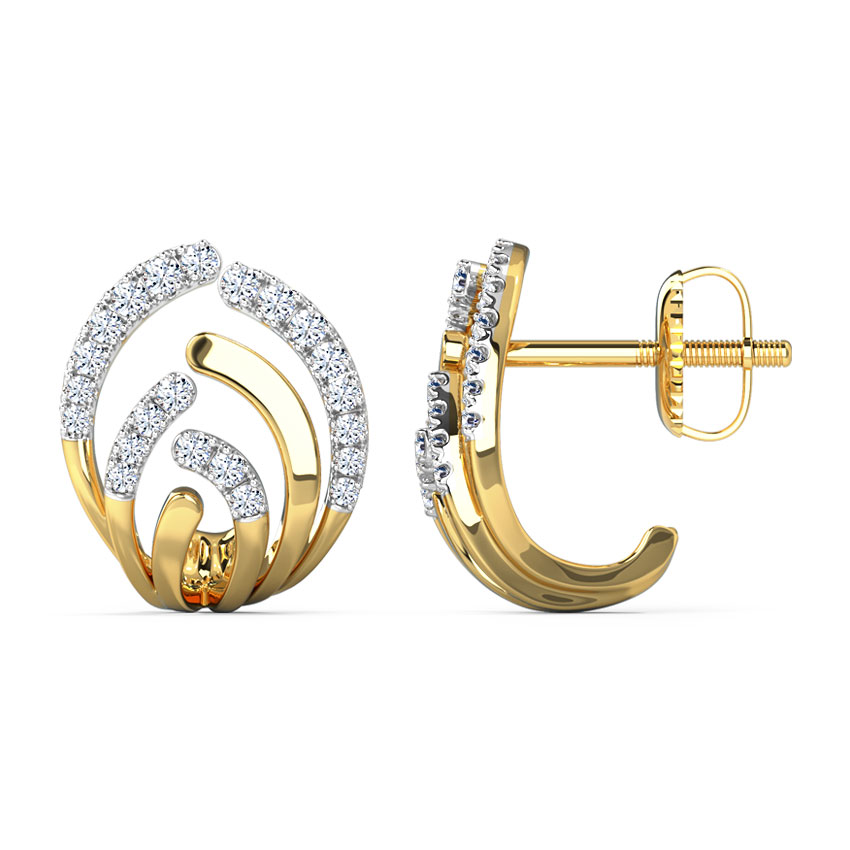 Curved Diamond Hoop Earrings Curved Diamond Hoop Earrings