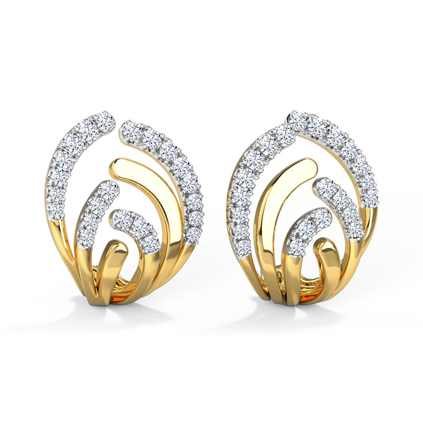 Curved Diamond Hoop Earrings Curved Diamond Hoop Earrings
