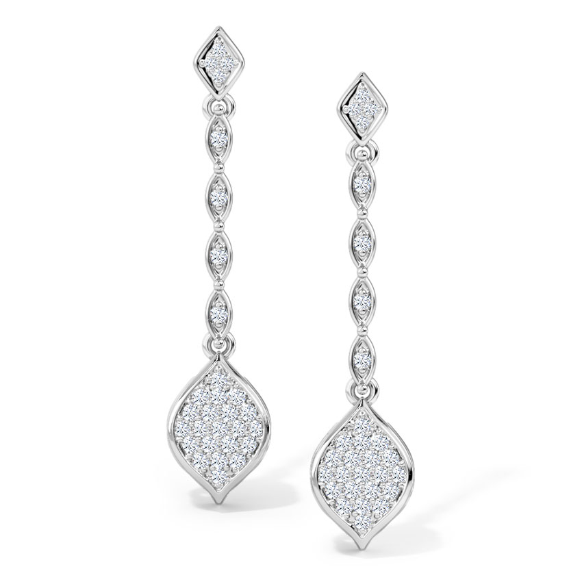 Diamond Earrings 18 Karat White Gold Ascending Diamond Drop Earrings