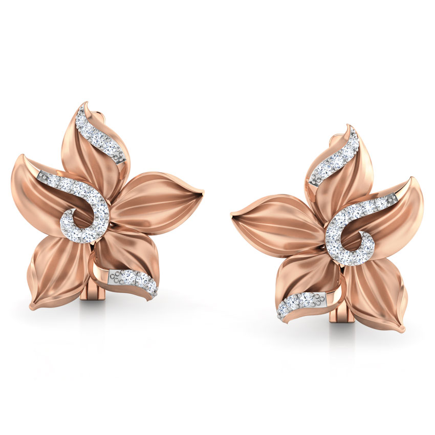 Crocus Flower Diamond Hoop Earrings