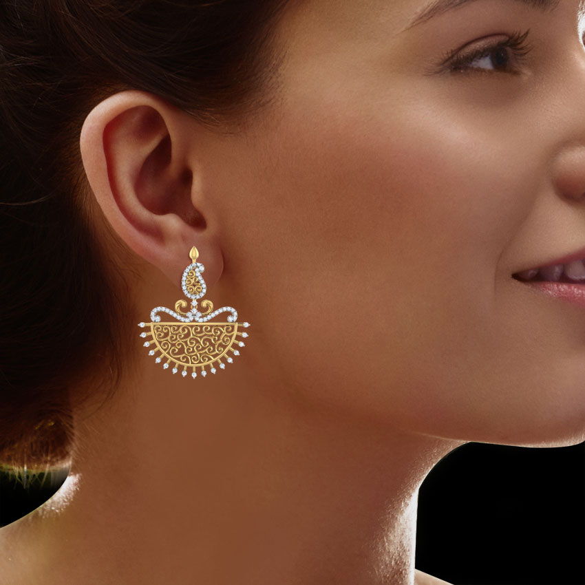 Parul Paisley Diamond Chand Bali
