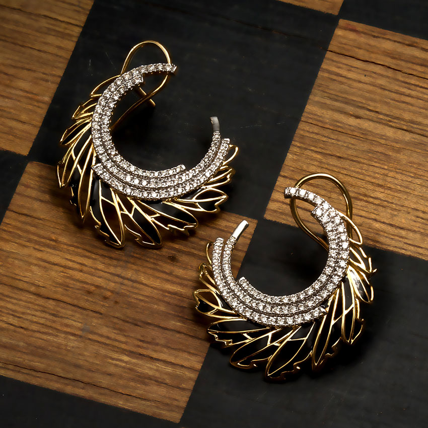 Plume Diamond Hoop Earrings