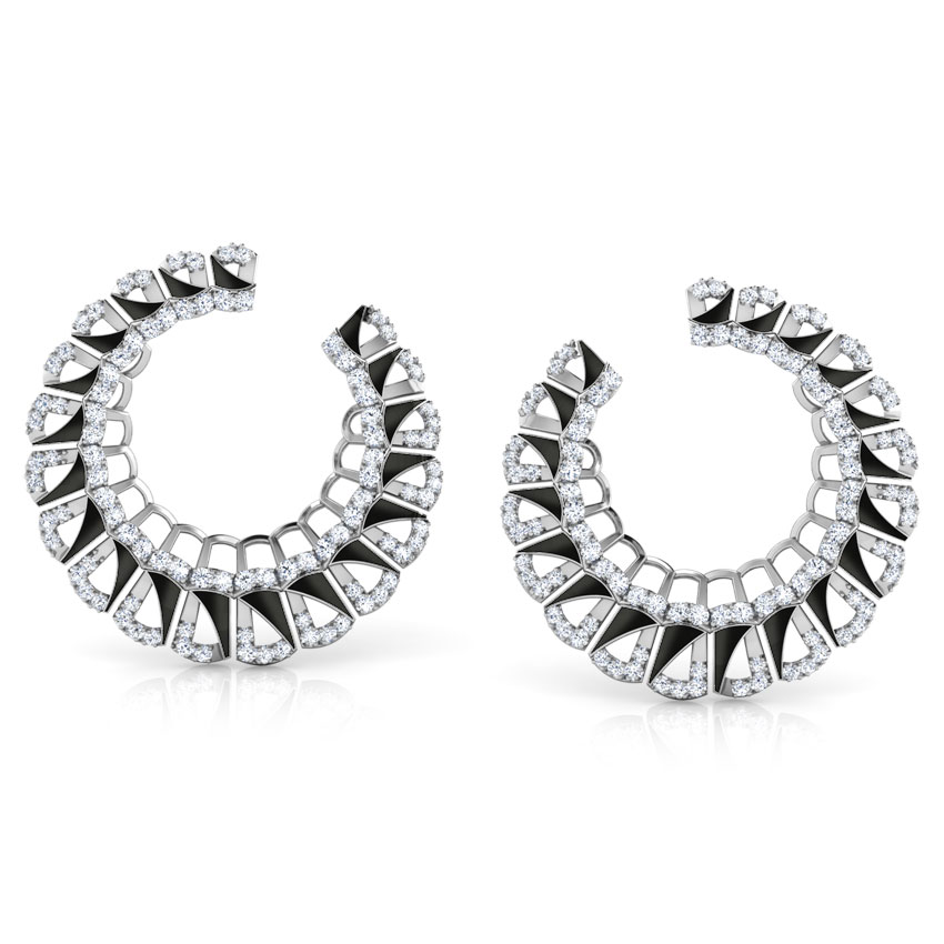 Enamel Semicircle Hoop Earrings