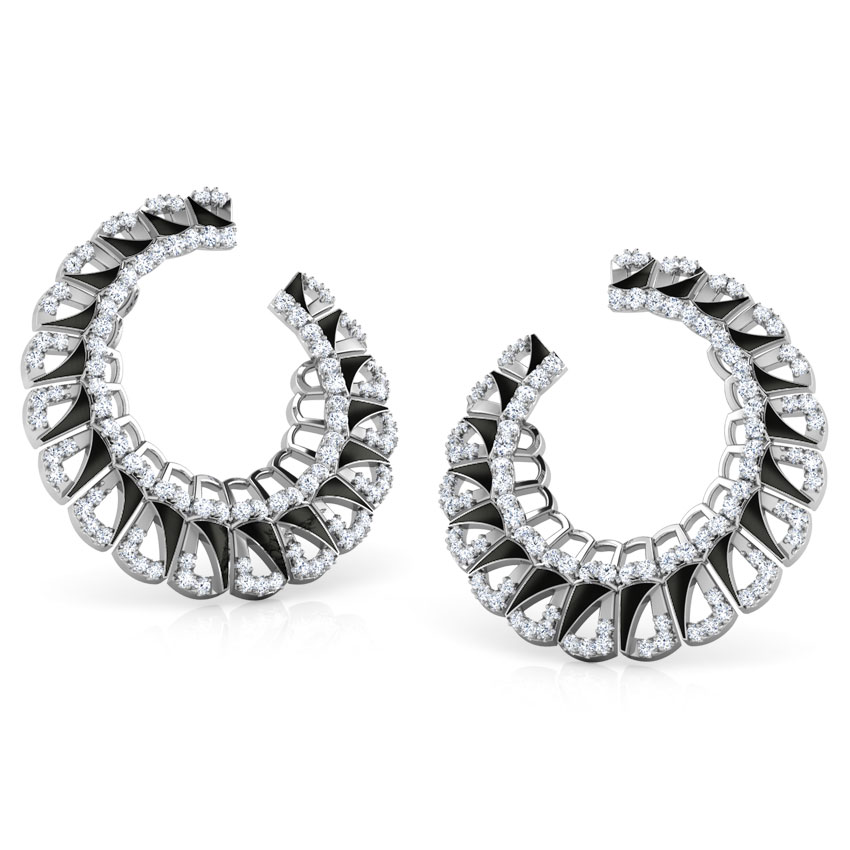Enamel Semicircle Diamond Hoop Earrings Enamel Semicircle Diamond Hoop Earrings