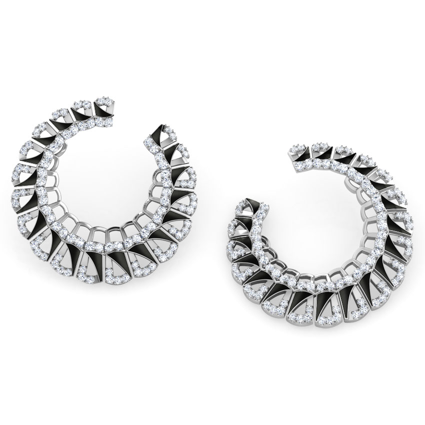Enamel Semicircle Diamond Hoop Earrings Enamel Semicircle Diamond Hoop Earrings