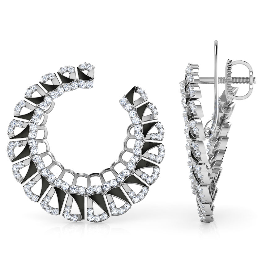Enamel Semicircle Diamond Hoop Earrings Enamel Semicircle Diamond Hoop Earrings