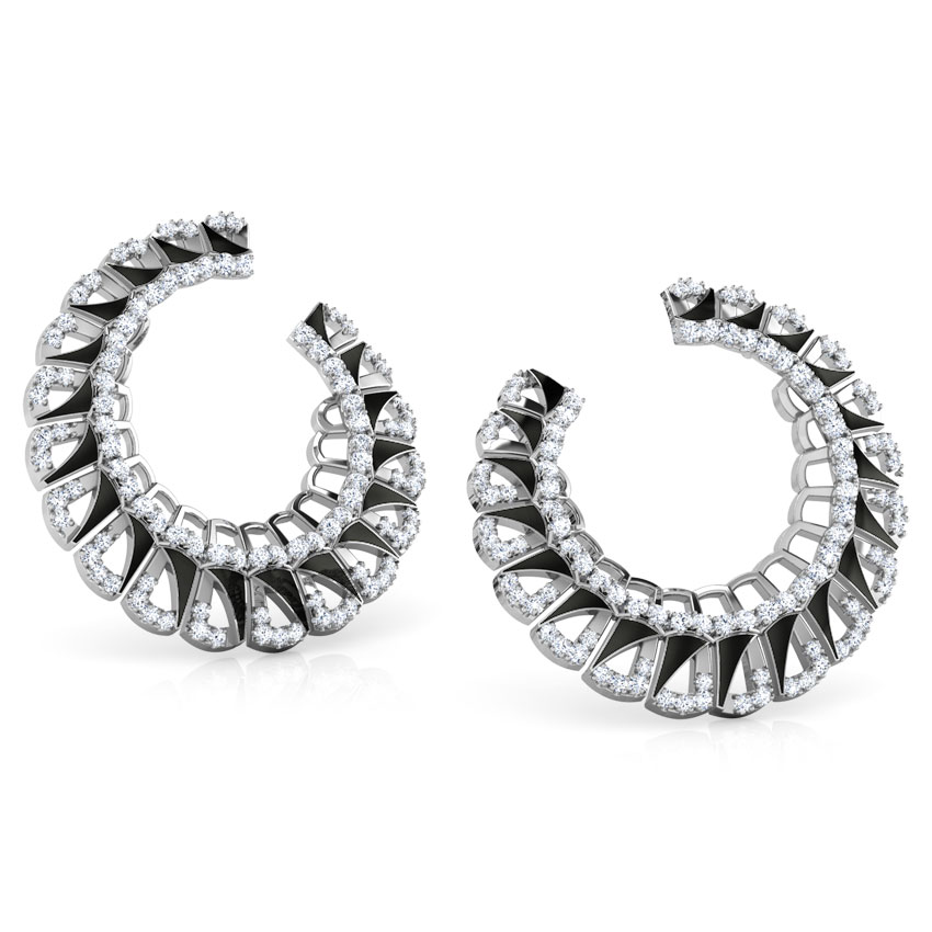 Enamel Semicircle Diamond Hoop Earrings Enamel Semicircle Diamond Hoop Earrings