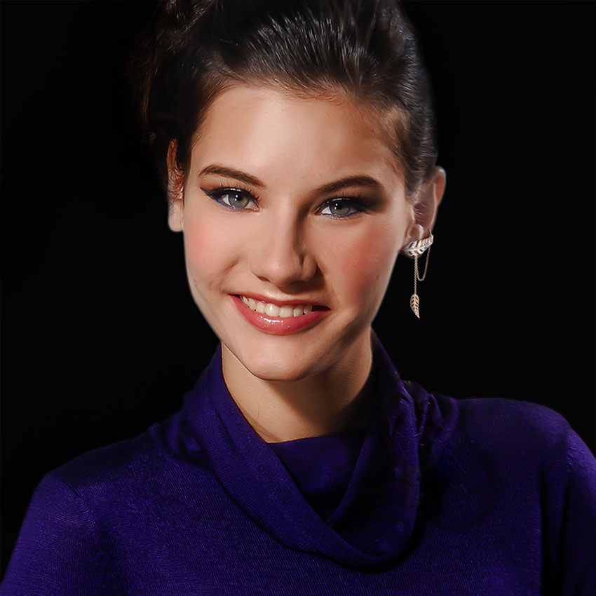 Feather Single Diamond Earring