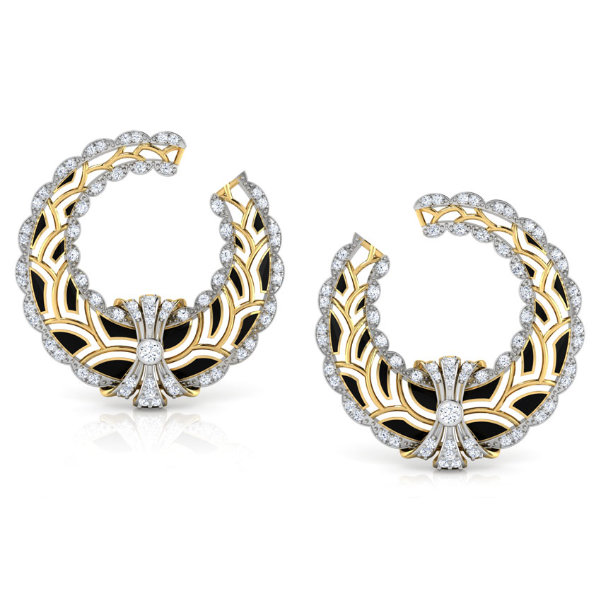 Scallop Curve Diamond Hoop Earrings