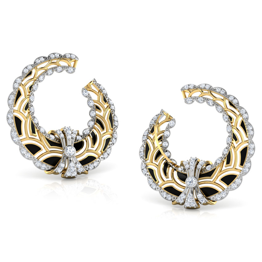 Scallop Curve Diamond Hoop Earrings