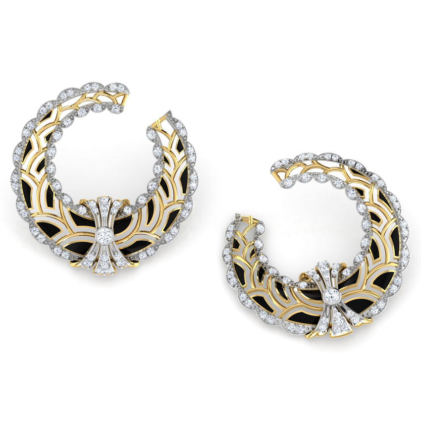 Scallop Curve Diamond Hoop Earrings