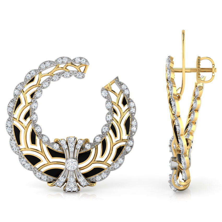 Scallop Curve Diamond Hoop Earrings