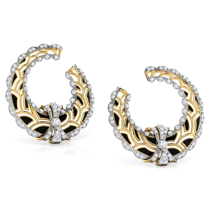 Scallop Curve Diamond Hoop Earrings