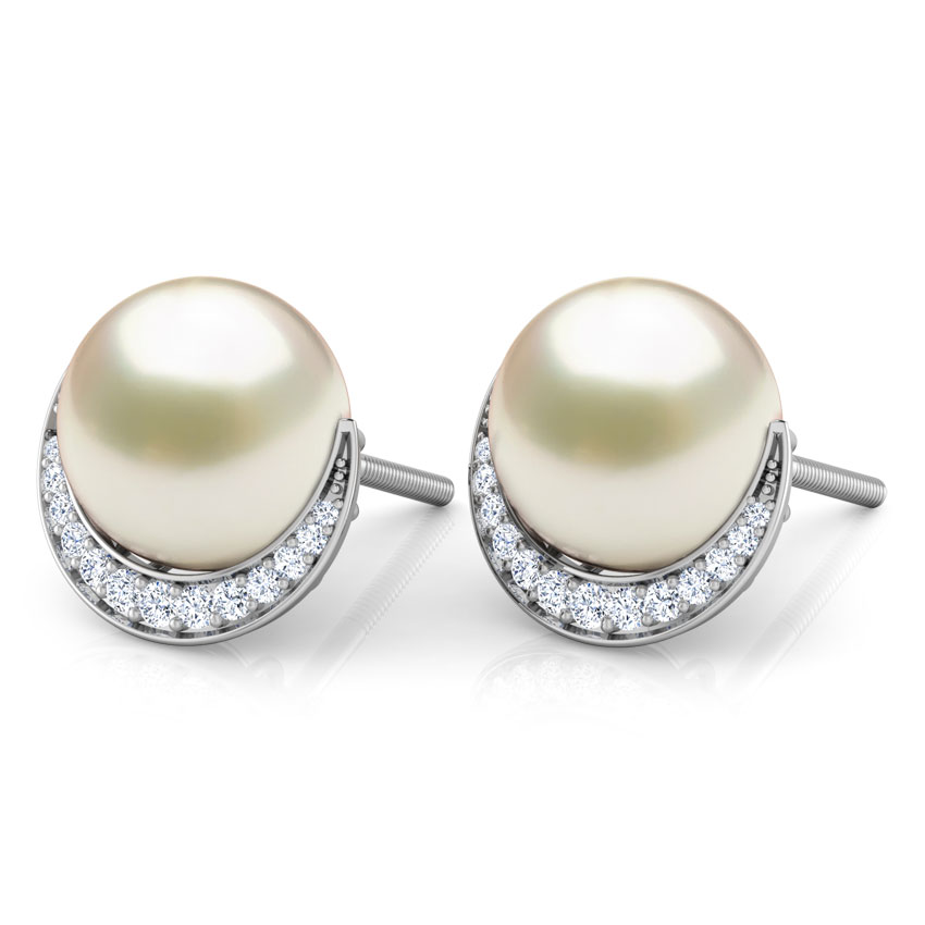 Crescent Pearl Stud Earrings