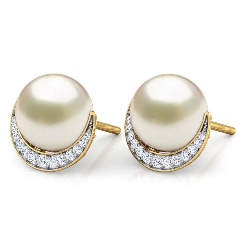 Crescent Pearl Stud Earrings