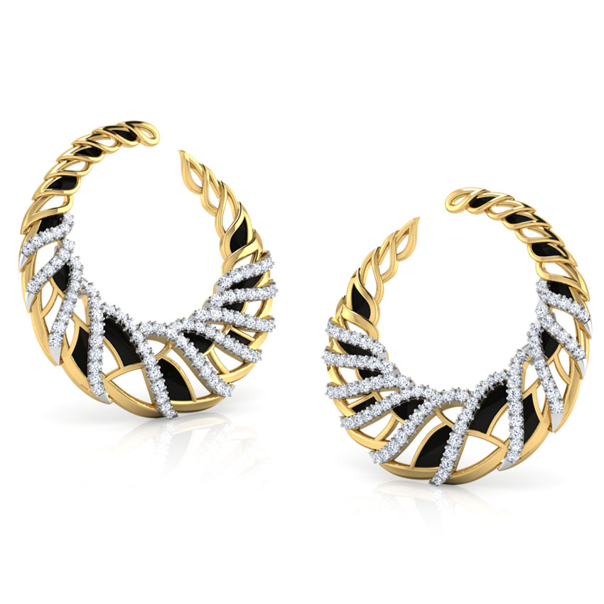 Plume Arch Diamond Hoop Earrings