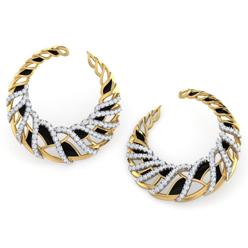 Plume Arch Diamond Hoop Earrings