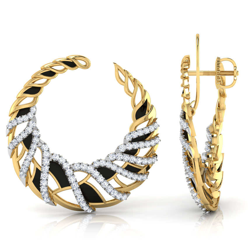 Plume Arch Diamond Hoop Earrings