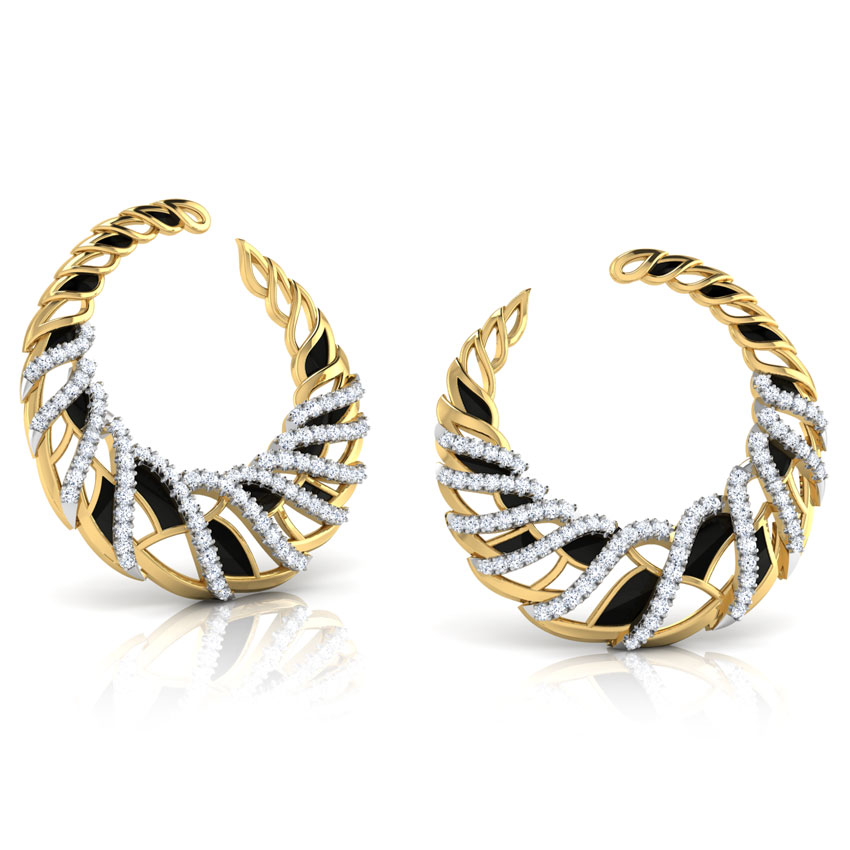 Plume Arch Diamond Hoop Earrings